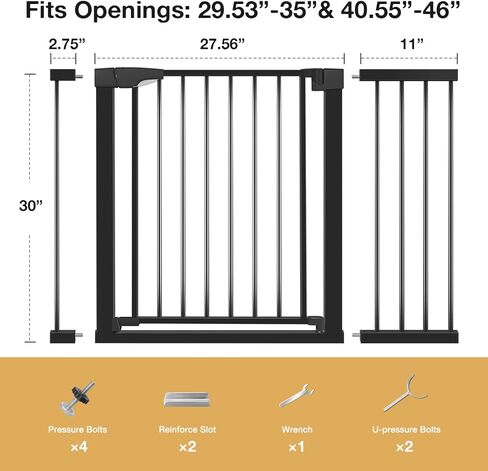 ALVOD Baby Gate for Stairs, 40.55''-46'' & 29.53''-35'' Wide Auto Close Indoor Dog Gates for Doorways, 30" Tall Easy Walk Through Baby Safety Gate Includes 2.75" 11" Extensions in Kuwait