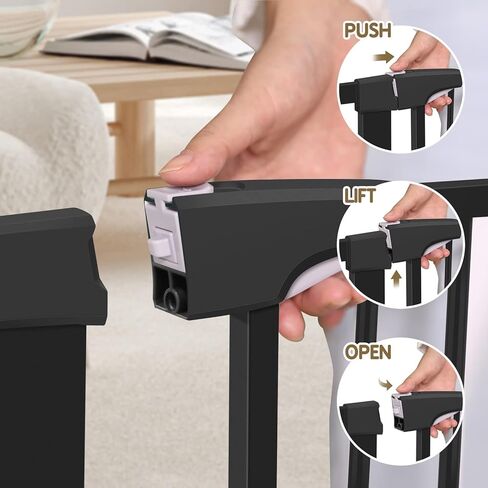 ALVOD Baby Gate for Stairs, 40.55''-46'' & 29.53''-35'' Wide Auto Close Indoor Dog Gates for Doorways, 30" Tall Easy Walk Through Baby Safety Gate Includes 2.75" 11" Extensions in Kuwait