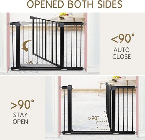 ALVOD Baby Gate for Stairs, 40.55''-46'' & 29.53''-35'' Wide Auto Close Indoor Dog Gates for Doorways, 30" Tall Easy Walk Through Baby Safety Gate Includes 2.75" 11" Extensions in Kuwait