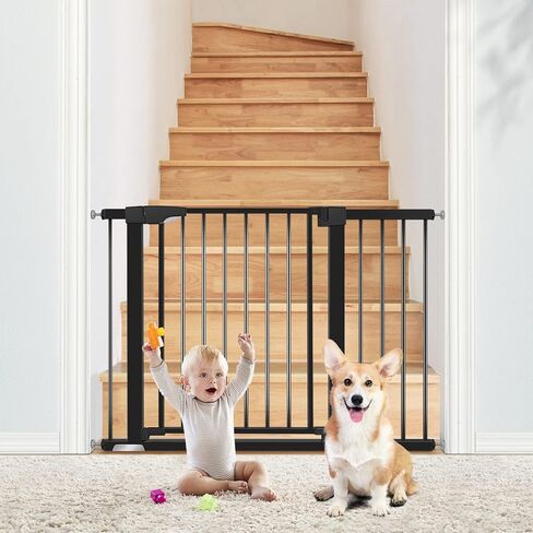 ALVOD Baby Gate for Stairs, 40.55''-46'' & 29.53''-35'' Wide Auto Close Indoor Dog Gates for Doorways, 30" Tall Easy Walk Through Baby Safety Gate Includes 2.75" 11" Extensions in Kuwait