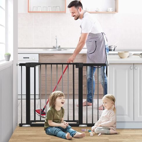 ALVOD Baby Gate for Stairs, 40.55''-46'' & 29.53''-35'' Wide Auto Close Indoor Dog Gates for Doorways, 30" Tall Easy Walk Through Baby Safety Gate Includes 2.75" 11" Extensions in Kuwait