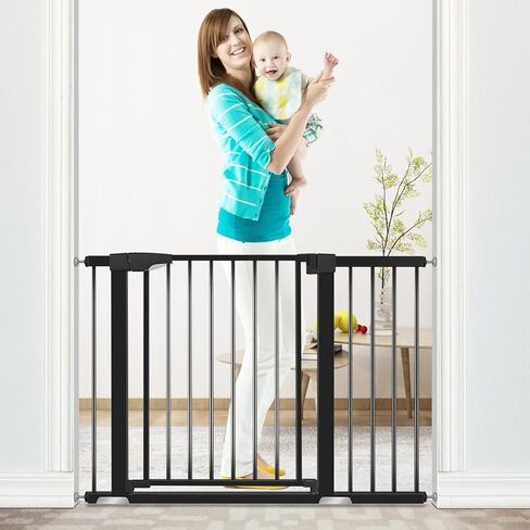 ALVOD Baby Gate for Stairs, 40.55''-46'' & 29.53''-35'' Wide Auto Close Indoor Dog Gates for Doorways, 30" Tall Easy Walk Through Baby Safety Gate Includes 2.75" 11" Extensions in Kuwait