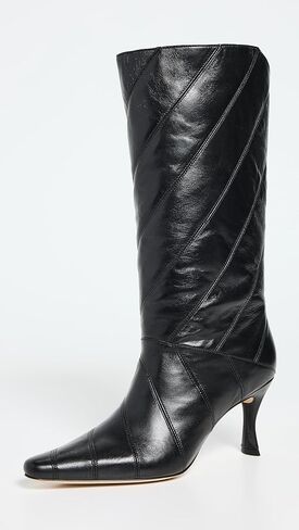 Women's Steph Black Creased Leather Boots in Saudi Arabia