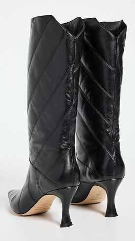 Women's Steph Black Creased Leather Boots in Saudi Arabia