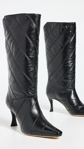 Women's Steph Black Creased Leather Boots in Saudi Arabia