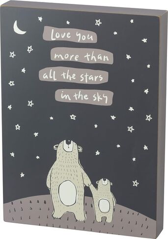 Primitives by Kathy Non-Toxic Painted Wood Nursery Box Sign, 10" x 14", Love You More Than All The Stars in Saudi Arabia
