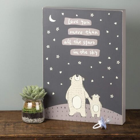 Primitives by Kathy Non-Toxic Painted Wood Nursery Box Sign, 10" x 14", Love You More Than All The Stars in Saudi Arabia