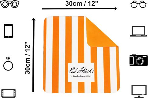 5 × أقمشة تنظيف شاشة التلفاز المصنوعة من الألياف الدقيقة الفاخرة كبيرة جدًا من ED HICKS - 12 بوصة × 12 بوصة - لتنظيف شاشات التلفزيون، وأجهزة iPad، والأجهزة اللوحية، وأجهزة الكمبيوتر المحمولة، والكمبيوتر، والشاشة، والزجاج الأمامي (خطوط بيضاء، عبوة من 5 قطع in Saudi Arabia