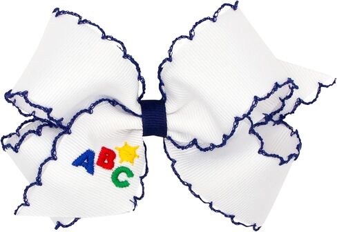 قوس شعر Wee Ones Girls Grosgrain مع حافة Moonstitch حمراء وتطريز قلم تلوين على مشبك WeeStay مع لف عادي، King، أقلام تلوين حمراء in Saudi Arabia