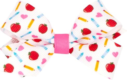 قوس شعر Wee Ones Girls Grosgrain مع حافة Moonstitch حمراء وتطريز قلم تلوين على مشبك WeeStay مع لف عادي، King، أقلام تلوين حمراء in Saudi Arabia