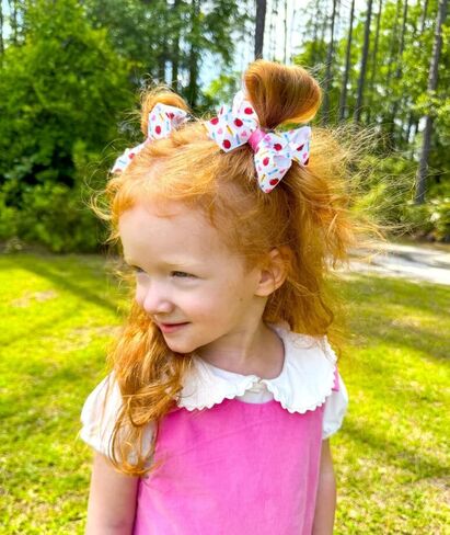 قوس شعر Wee Ones Girls Grosgrain مع حافة Moonstitch حمراء وتطريز قلم تلوين على مشبك WeeStay مع لف عادي، King، أقلام تلوين حمراء in Saudi Arabia