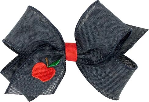 قوس شعر Wee Ones Girls Grosgrain مع حافة Moonstitch حمراء وتطريز قلم تلوين على مشبك WeeStay مع لف عادي، King، أقلام تلوين حمراء in Saudi Arabia