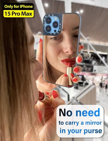 Mirror Case for iPhone 15 Pro Max (ONLY) with Shockproof Soft Corners, Bye Bye Pocket Mirror, Cute Slim case for Girls and Womens in Saudi Arabia