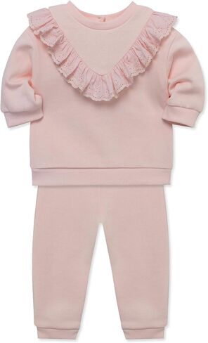 Little Me Simply Essential Solids Organic Cotton Blend Baby Girls' Fleece Sweatshirt and Pant Set, 12 Months - 4 Toddler in Saudi Arabia