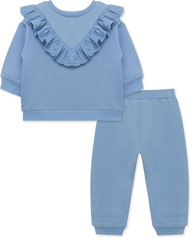 Little Me Simply Essential Solids Organic Cotton Blend Baby Girls' Fleece Sweatshirt and Pant Set, 12 Months - 4 Toddler in Saudi Arabia