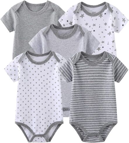 Chamie Newborn Baby Bodysuit 5-Pack Short Sleeve Baby Clothes for Boys and Girls in Saudi Arabia