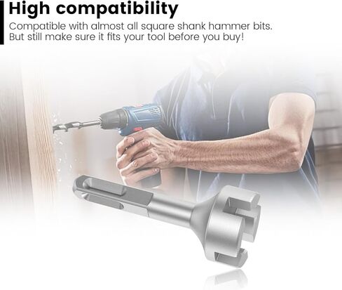 SDS Ground Rod Driver for Hammer Drill, Forged Steel Drill Bit Driver, High Hardness Rotary Hammer Drill, Square Cross Pile Ground Rod Adapter Bit for Most SDS Shank Hammer Drill Tool (1pcs, grey) in Saudi Arabia