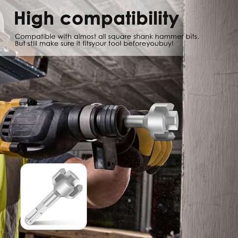 SDS Ground Rod Driver for Hammer Drill, Forged Steel Drill Bit Driver, High Hardness Rotary Hammer Drill, Square Cross Pile Ground Rod Adapter Bit for Most SDS Shank Hammer Drill Tool (1pcs, grey) in Saudi Arabia