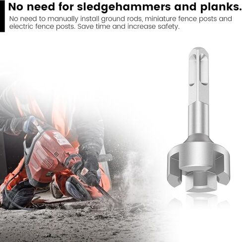 SDS Ground Rod Driver for Hammer Drill, Forged Steel Drill Bit Driver, High Hardness Rotary Hammer Drill, Square Cross Pile Ground Rod Adapter Bit for Most SDS Shank Hammer Drill Tool (1pcs, grey) in Saudi Arabia