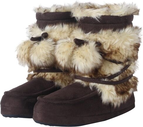 Fluffy Slippers for Women Cute Warm Indoor Bootie Slippers with Pompoms Non-slip House Home Boots in Saudi Arabia