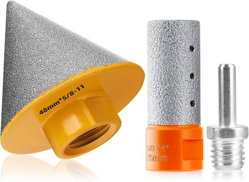 Diamond Beveling Chamfer Bits Diamond Countersink Drill Bit for Existing Holes Enlarging Shaping Trimming in Tile Marble Glass Granite Ceramic 1-7/8"(48mm) Dia with 5/8-11" Thread Adapter in Kuwait