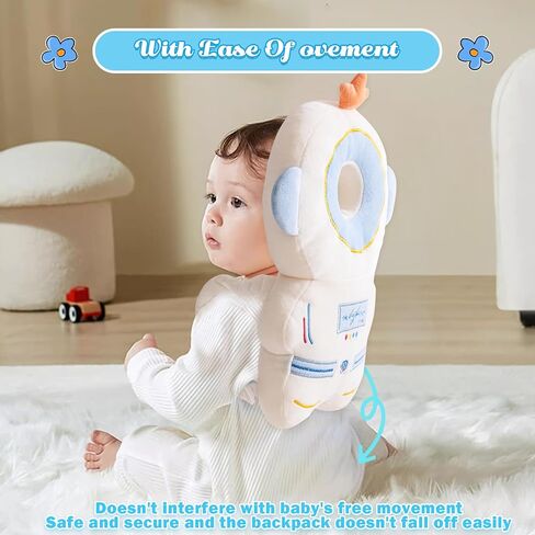 Baby Head Protector Cushion Backpack with 3 Baby Knee Pads for Walking & Crawling. (Astronaut) in Saudi Arabia
