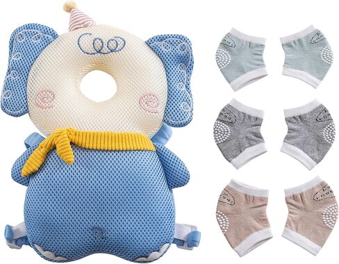 Baby Head Protector Cushion Backpack with 3 Baby Knee Pads for Walking & Crawling. (Astronaut) in Saudi Arabia