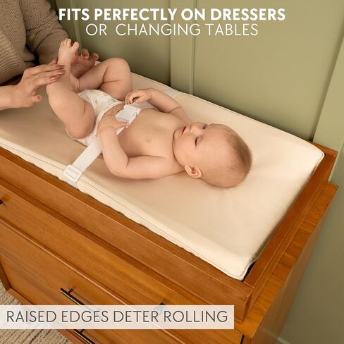 Soft Baby Diaper Changing Pad with Cotton Cover - Waterproof Changing Table Topper with Washable Cover and Safety Straps Fits All Standard Dressers - The Perfect Pad for Your Baby Girl or Boy in Saudi Arabia
