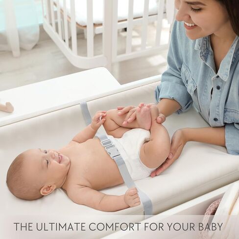 Soft Baby Diaper Changing Pad with Cotton Cover - Waterproof Changing Table Topper with Washable Cover and Safety Straps Fits All Standard Dressers - The Perfect Pad for Your Baby Girl or Boy in Saudi Arabia