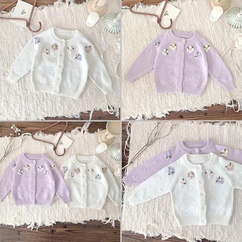 Simplee kids Baby Girl Knit Cardigan Sweater Cream Cotton Autumn Coat in Saudi Arabia