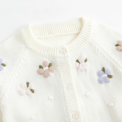 Simplee kids Baby Girl Knit Cardigan Sweater Cream Cotton Autumn Coat in Saudi Arabia