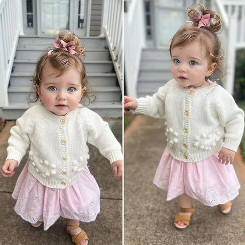 Simplee kids Baby Girl Knit Cardigan Sweater Cream Cotton Autumn Coat in Saudi Arabia