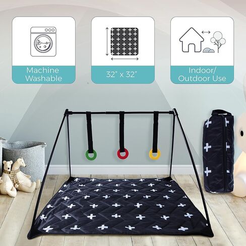 Travel Play Mat for Babies 0-6 Months, Baby Play Mat, Newborn Essentials, Tummy Time Mat, Baby Mat for Floor, Play Mat for Babies 6-12 Months Crosses Pattern in Saudi Arabia