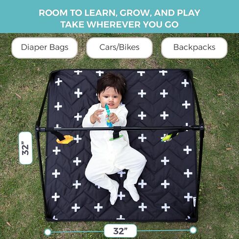 Travel Play Mat for Babies 0-6 Months, Baby Play Mat, Newborn Essentials, Tummy Time Mat, Baby Mat for Floor, Play Mat for Babies 6-12 Months Crosses Pattern in Saudi Arabia