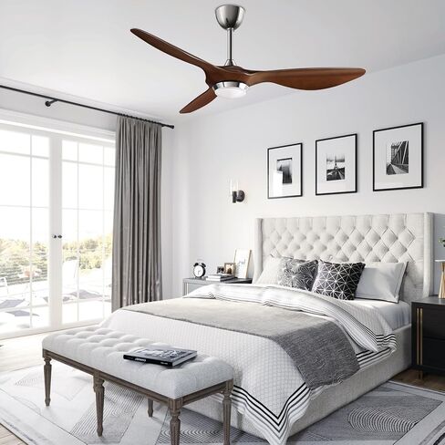 reiga 52 Inch ETL Listed High CFM Quiet DC Motor Smart Ceiling Fans with Lights Remote Control, Indoor 3 Blade Modern Ceiling Fan for Living Room Bedroom Farmhouse in Saudi Arabia