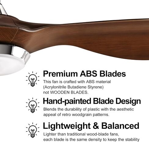 reiga 52 Inch ETL Listed High CFM Quiet DC Motor Smart Ceiling Fans with Lights Remote Control, Indoor 3 Blade Modern Ceiling Fan for Living Room Bedroom Farmhouse in Saudi Arabia