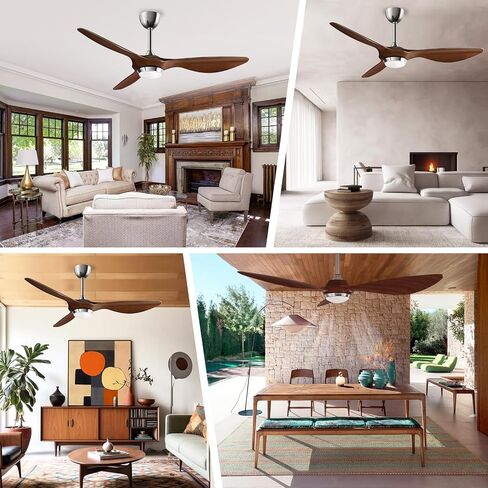 reiga 52 Inch ETL Listed High CFM Quiet DC Motor Smart Ceiling Fans with Lights Remote Control, Indoor 3 Blade Modern Ceiling Fan for Living Room Bedroom Farmhouse in Saudi Arabia