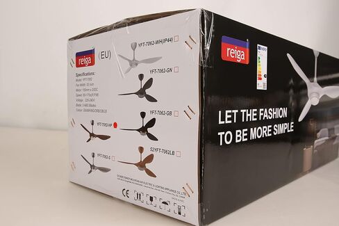 reiga 52 Inch ETL Listed High CFM Quiet DC Motor Smart Ceiling Fans with Lights Remote Control, Indoor 3 Blade Modern Ceiling Fan for Living Room Bedroom Farmhouse in Saudi Arabia
