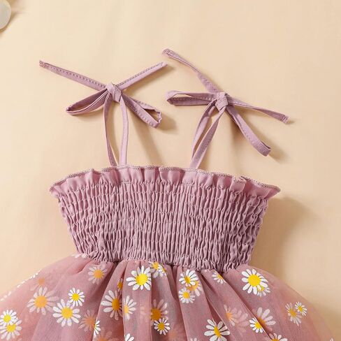 FYBITBO Newborn Baby Girl Summer Romper Dress Daisy Sleeveless Strap Rompers Tulle Bodysuit Jumpsuit with Headband Set in Saudi Arabia