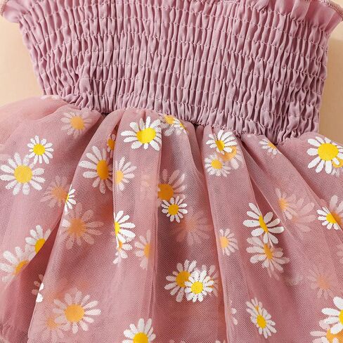 FYBITBO Newborn Baby Girl Summer Romper Dress Daisy Sleeveless Strap Rompers Tulle Bodysuit Jumpsuit with Headband Set in Saudi Arabia