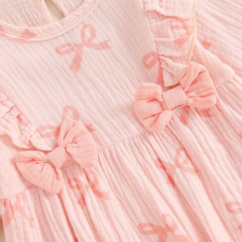 Newborn Baby Girl Fall Romper Puff Sleeve Floral Print Bowknot Ruffle Cotton Linen Jumpsuit with Headband 0 3 6 12 18 Months in Kuwait