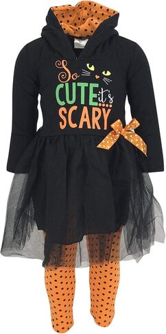 Unique Baby 2 Piece Girls Printed Leggings Outfit with Long Sleeve Skirt Top Kid and Toddler Clothes Set in Kuwait