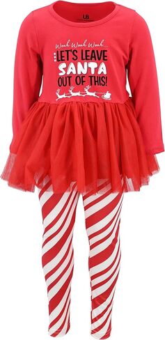 Unique Baby 2 Piece Girls Printed Leggings Outfit with Long Sleeve Skirt Top Kid and Toddler Clothes Set in Kuwait