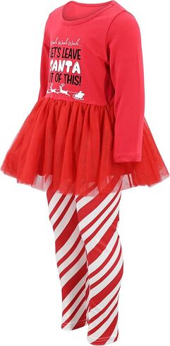 Unique Baby 2 Piece Girls Printed Leggings Outfit with Long Sleeve Skirt Top Kid and Toddler Clothes Set in Kuwait