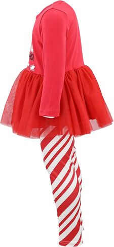 Unique Baby 2 Piece Girls Printed Leggings Outfit with Long Sleeve Skirt Top Kid and Toddler Clothes Set in Kuwait