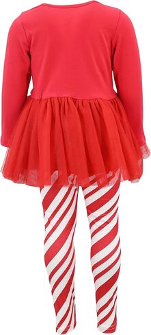 Unique Baby 2 Piece Girls Printed Leggings Outfit with Long Sleeve Skirt Top Kid and Toddler Clothes Set in Kuwait