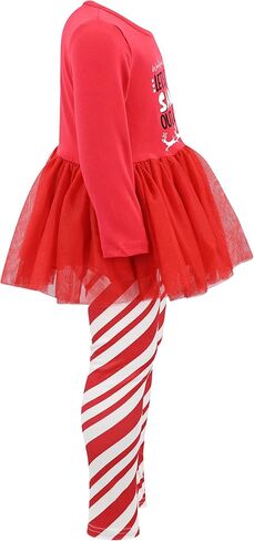 Unique Baby 2 Piece Girls Printed Leggings Outfit with Long Sleeve Skirt Top Kid and Toddler Clothes Set in Kuwait