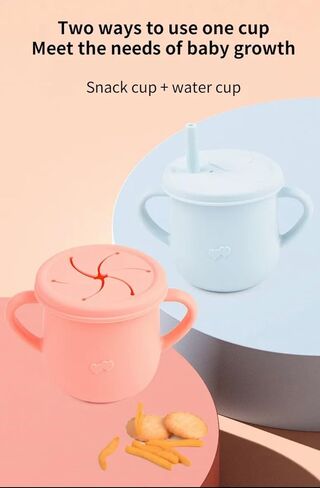 Silicone Sippy Cups for Baby, Toddler Training Cup with Handles and Spout Lid, Infants Spill Proof Straw Cup 5oz, 6 months+ (Milk) (baby blue) in Saudi Arabia