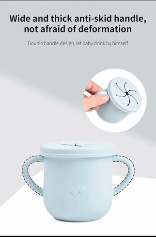 Silicone Sippy Cups for Baby, Toddler Training Cup with Handles and Spout Lid, Infants Spill Proof Straw Cup 5oz, 6 months+ (Milk) (baby blue) in Saudi Arabia