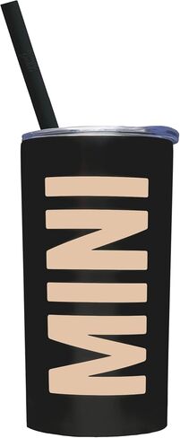 Lucky Love Mama + Mini Stainless Steel Cups for Kids and Adults - 3D Printed Leopard Insulated Tumblers with Lids and Straws Making This Mom Mug and Toddler Straw Cup Spill Proof (Mini Black) in Saudi Arabia